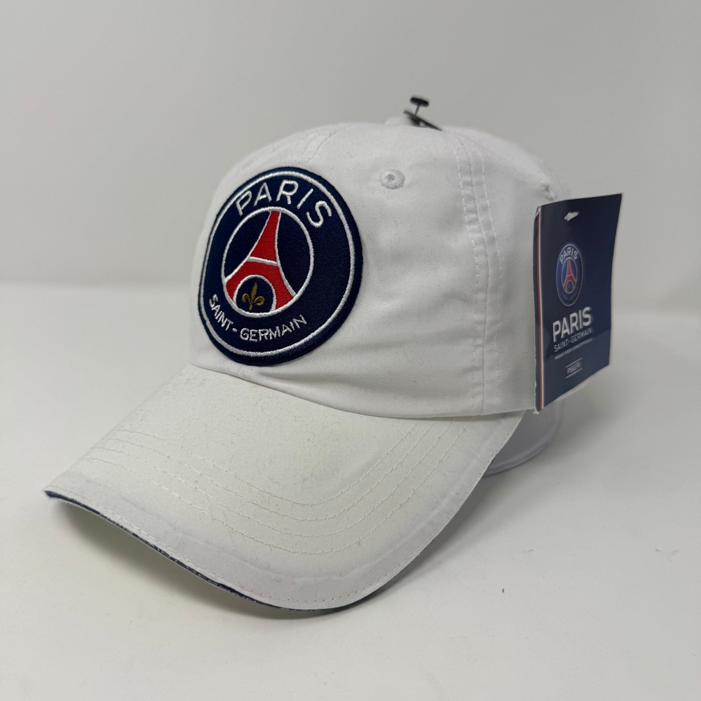 NWT Paris Saint-Germain Mens Logo Fan Hat OSFM White Adjustable Soccer Cap